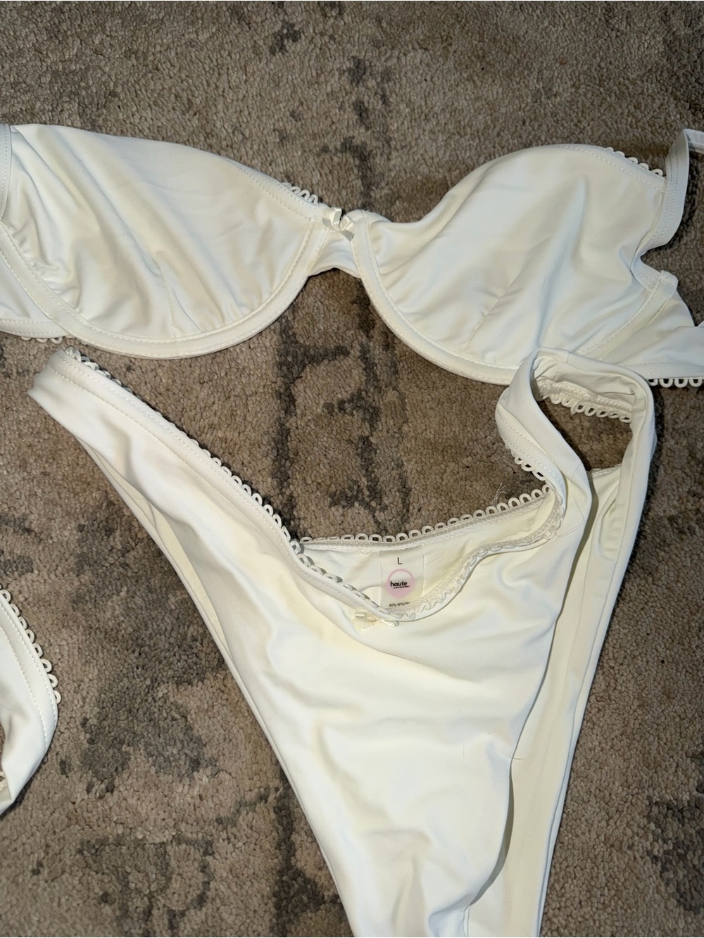 White Lace-Trim Bikini Set - Women Swim Bikinis